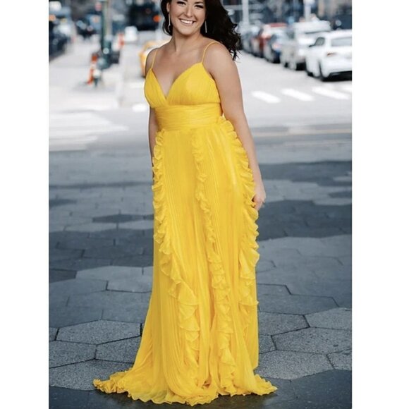 MAC DUGGAL Ruffle Chiffon Gown in Sunshine Size US 6 - Picture 10 of 11